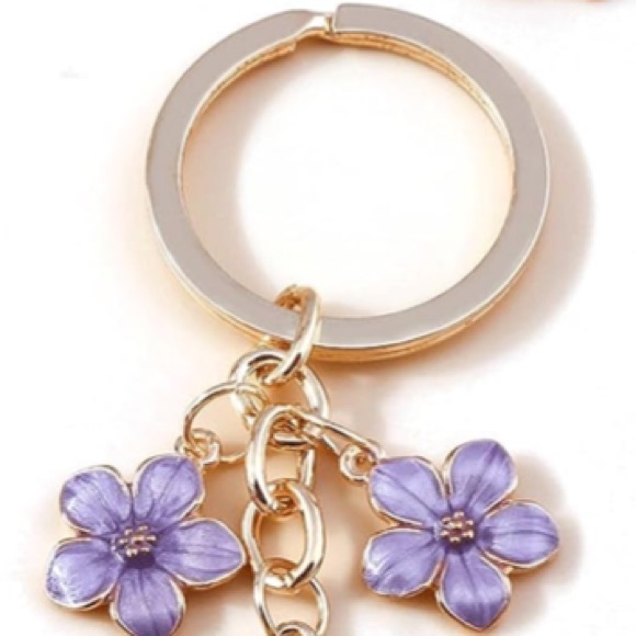 🌹Gold and Purple Floral Keychain - Picture 2 of 3